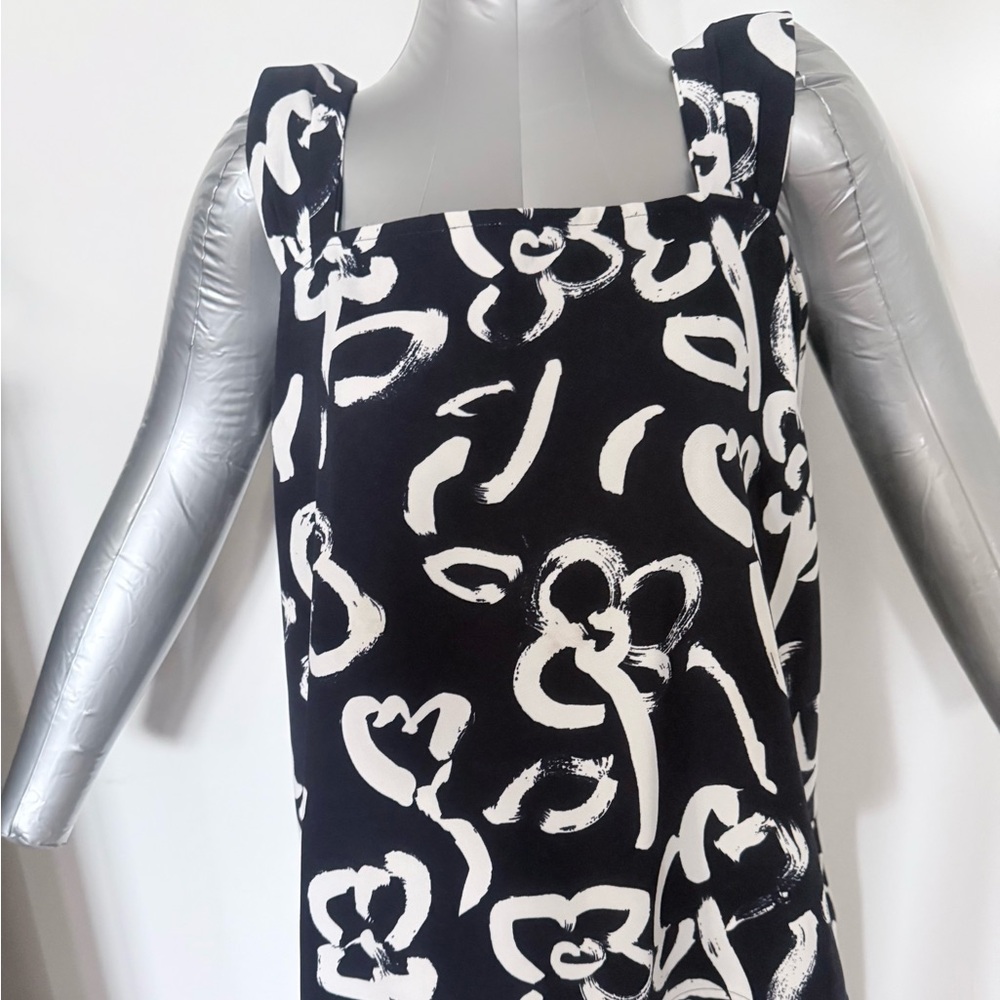 J. Crew Navy and White Abstract Floral Tank Top